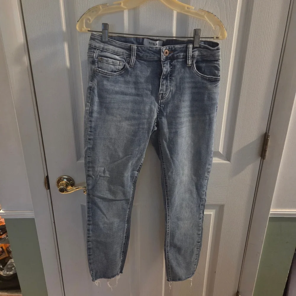 Pistola Womens Medium Wash Raw Hem Skinny Jeans Size 29 Denim Blue Basic Grunge